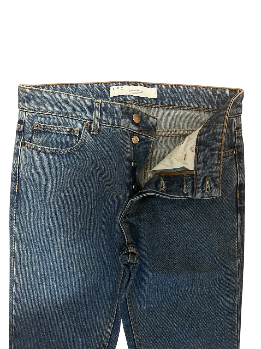 IRO Paris Button Fly Straight-Leg Jeans Medium Wash Designer Denim Size 29